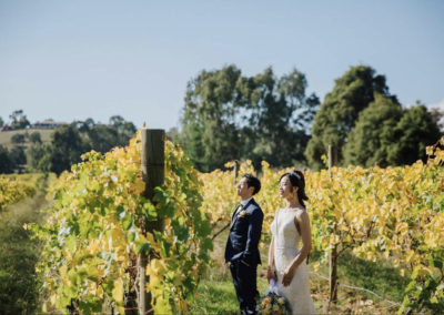 Wedding couple at Fergusson Winery & Restaurant Yarra Valley